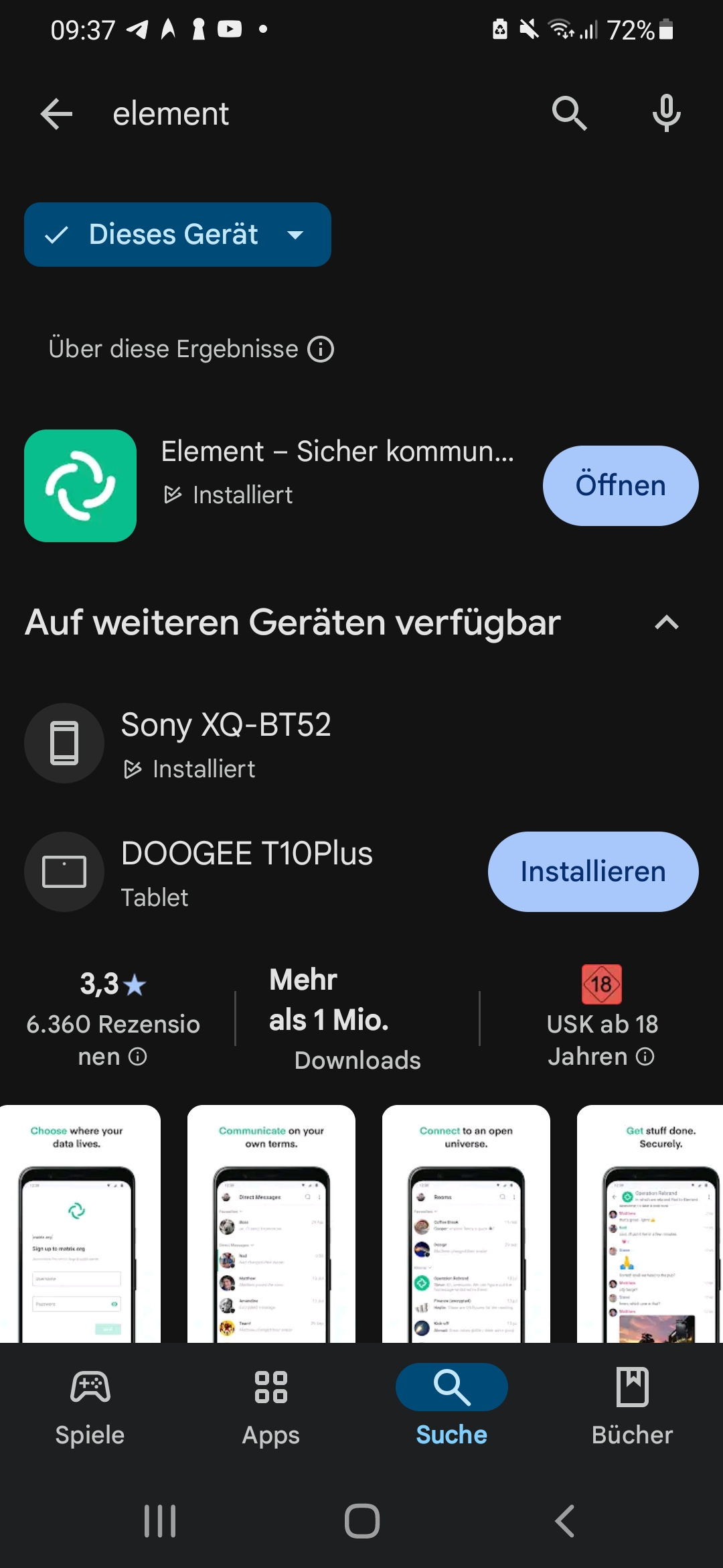 Element im Google Appstore suchen