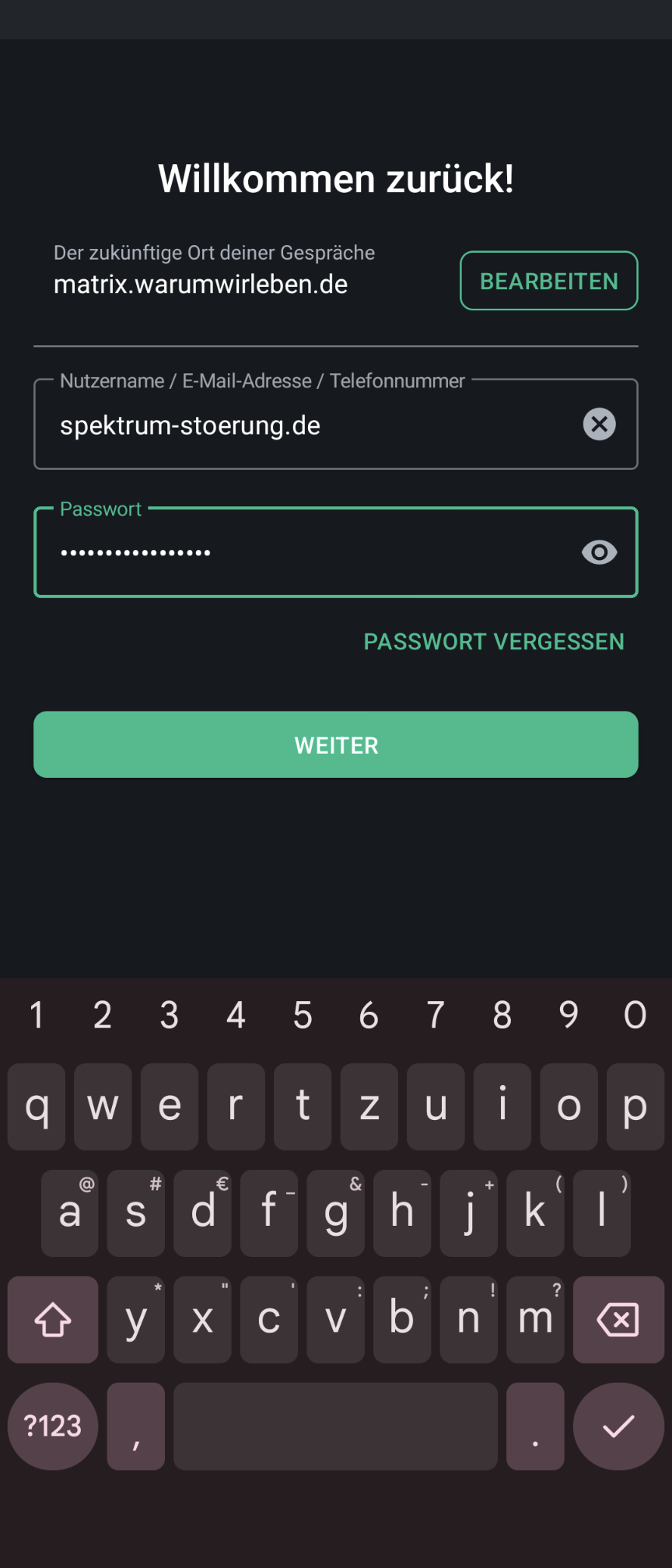 Server und Logindaten