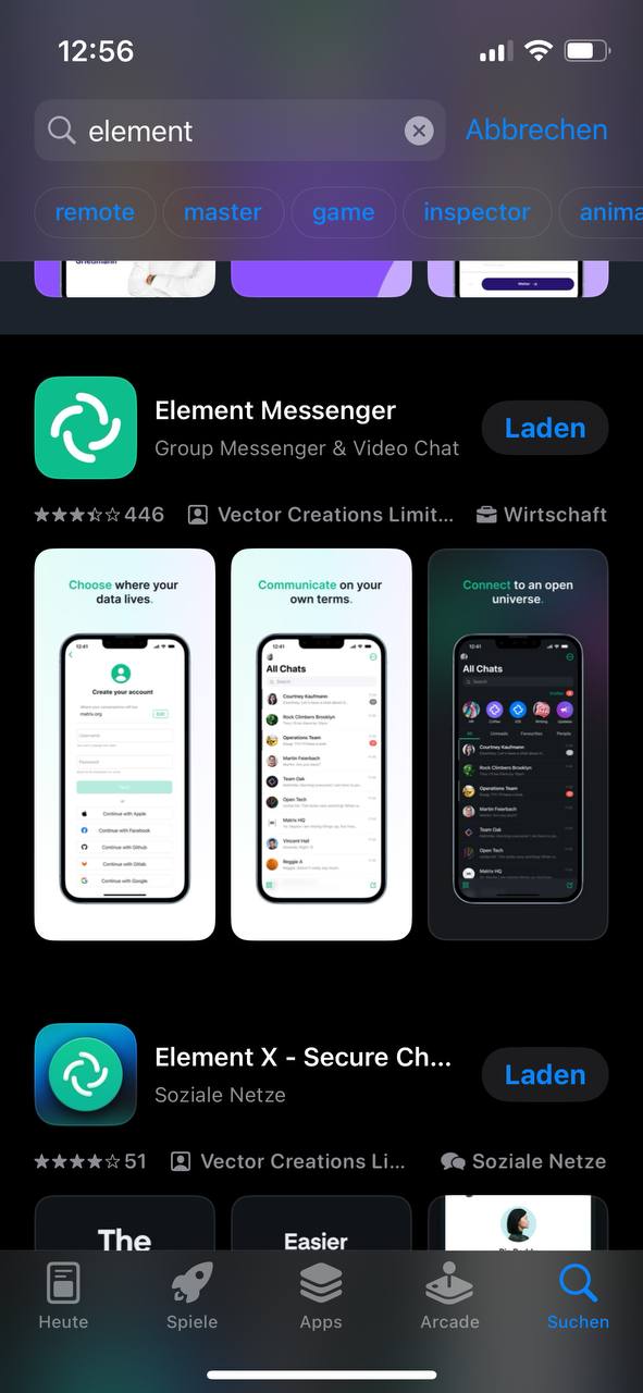 Suche im AppStore