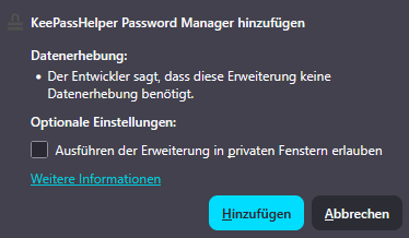 ChromeKeePass bestätigen